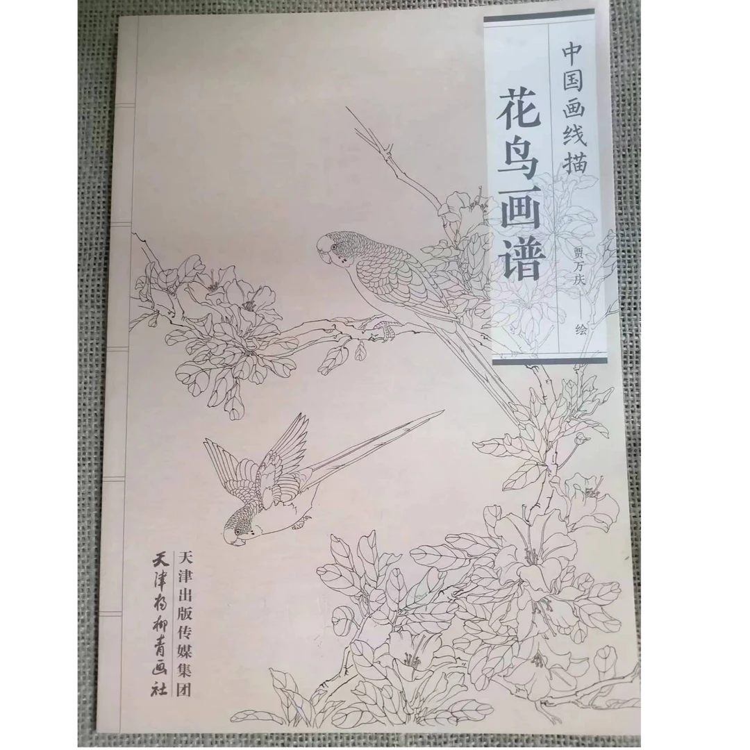 书角磨损，花鸟画谱，中国画线描