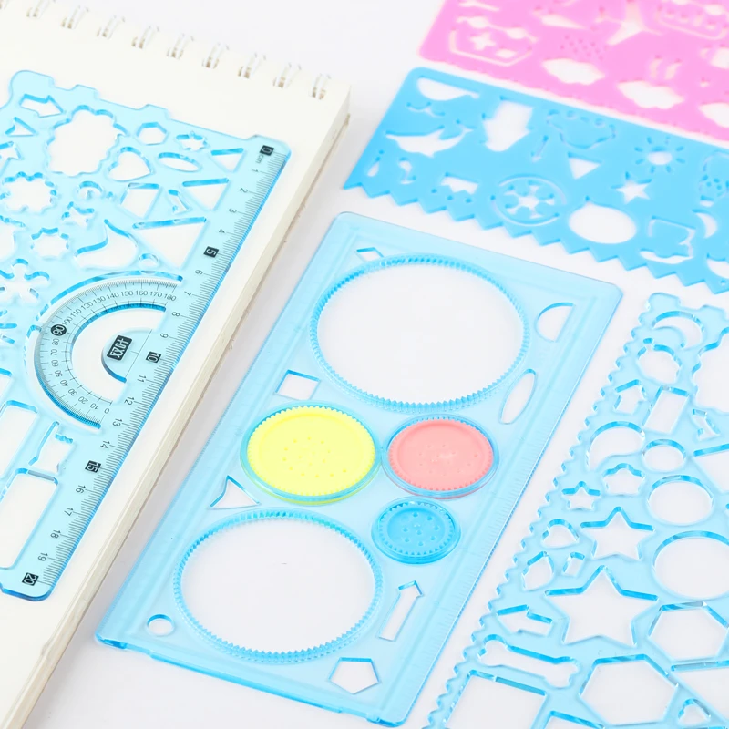 七件套魔幻万花尺套装小学生绘图画手抄报 多功能模板