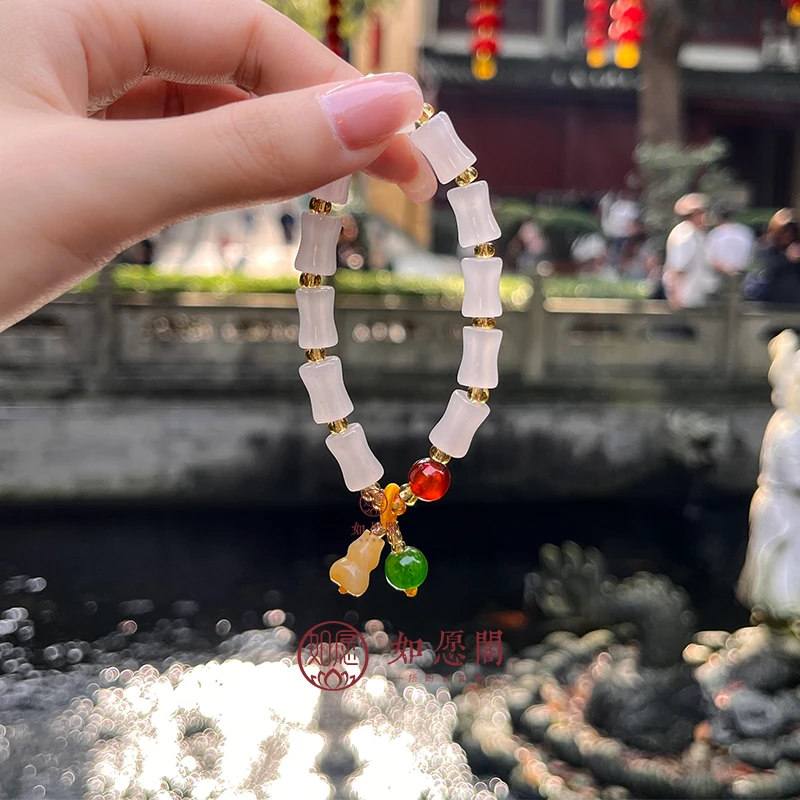 非金属仿水晶手链 金丝节节高富贵竹葫芦手串竹节精致