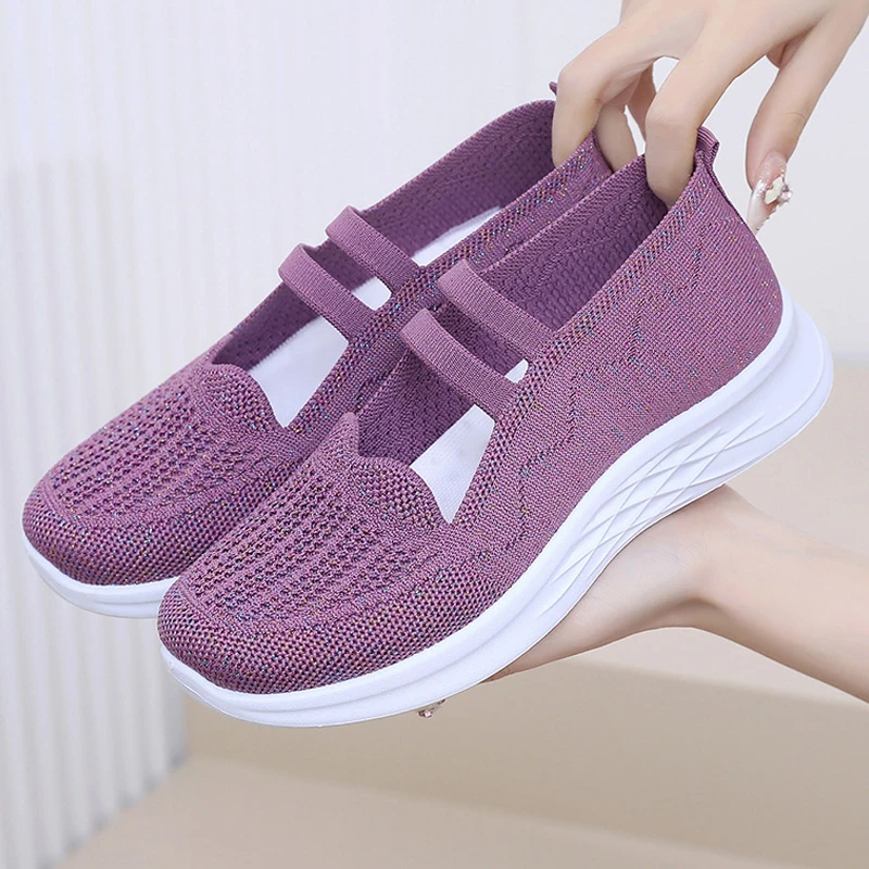 新款网鞋女透气舒适老北京布鞋女软底防滑妈妈鞋平底中老年健步鞋