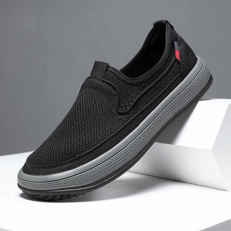 夏季老北京布鞋男网鞋透气百搭网面鞋软底防爸爸鞋一脚蹬开车鞋男
