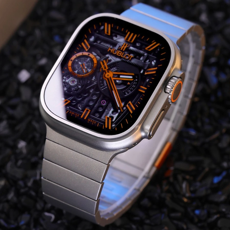 星图iwatch49ultra磁力扣不锈钢快拆手表带磨砂色iwatch89苹果10