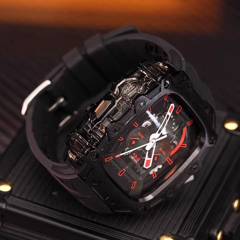 星图冰川透明中框金属改装壳49mm苹果Ultra12氟橡胶表带带iwatch9