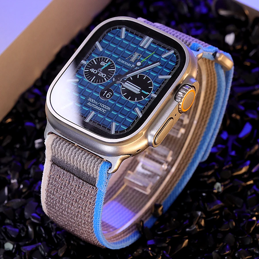 星图苹果iwatch345678SE45新款编织回环野径手表带魔术贴ultra49