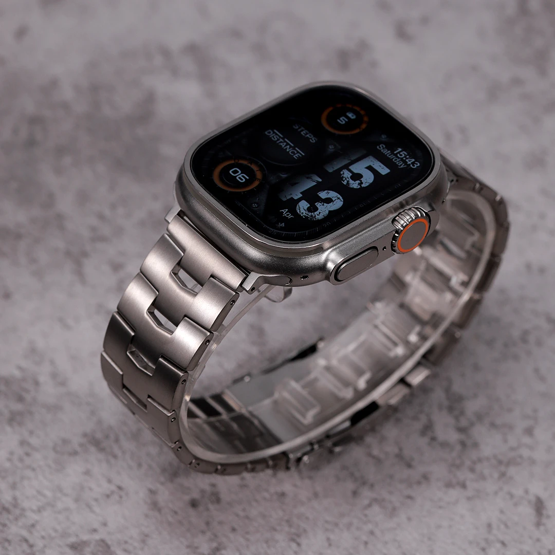 星图ultra49mm钢铁侠钛钢可微调蝴蝶扣苹果手表带金属iwatch1-9代