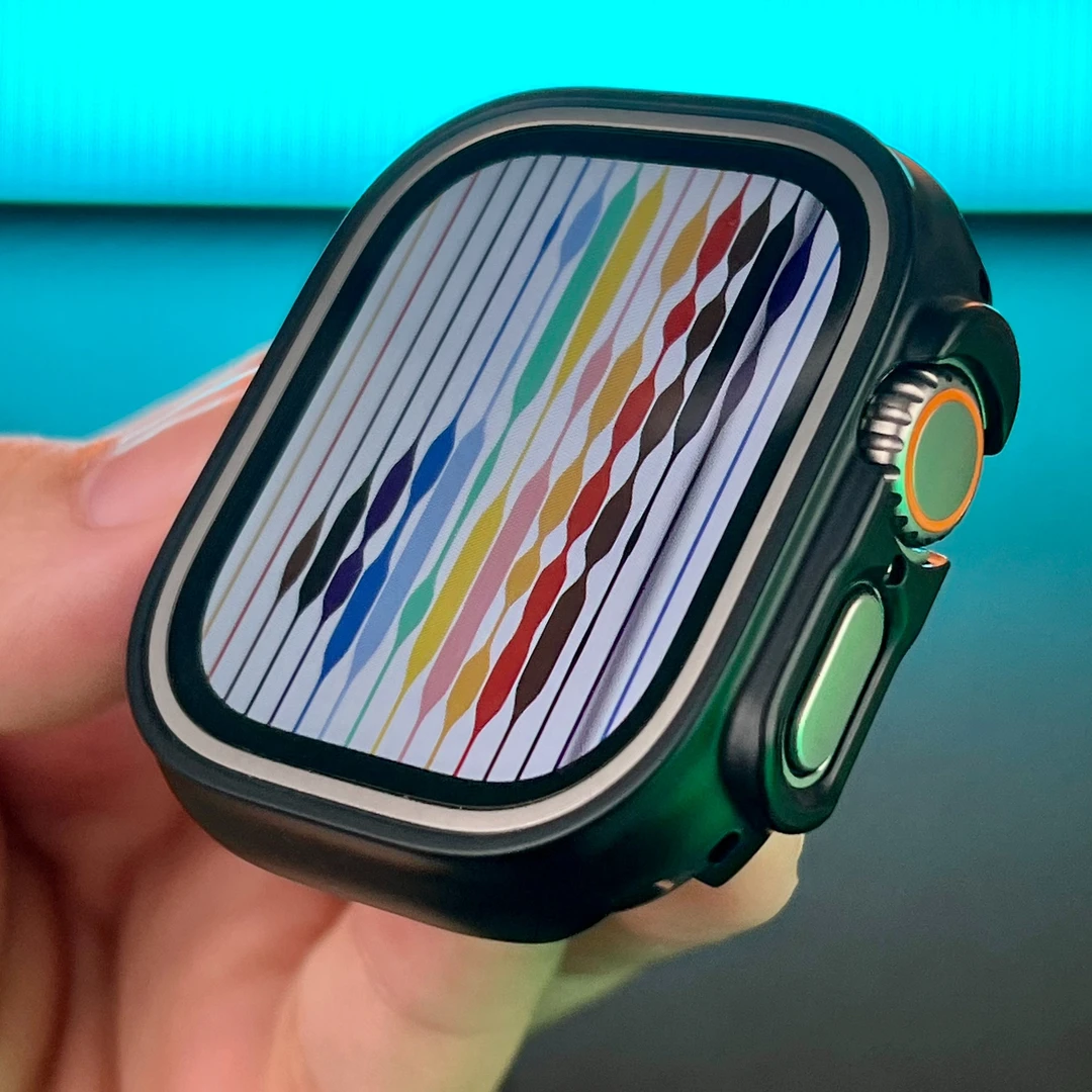 星图iwatch ultra49亮黑色苹果手表保护壳applewatch边框薄s8运动