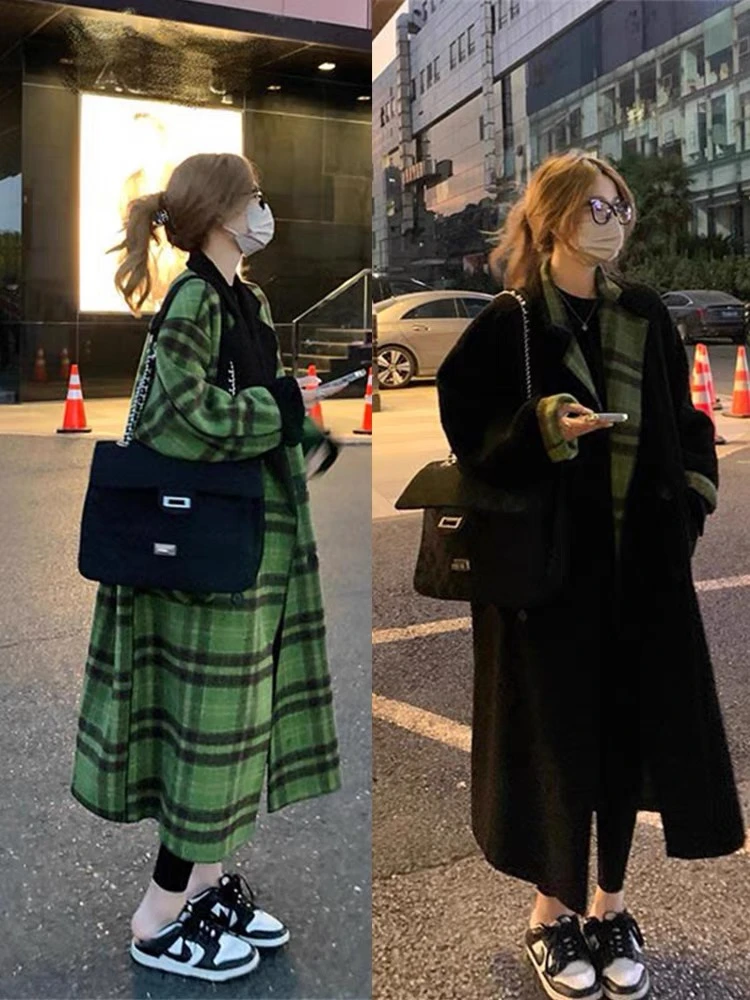 200-299大码显瘦宽松2024新款洋气时尚百搭休闲女双面绒大衣春秋