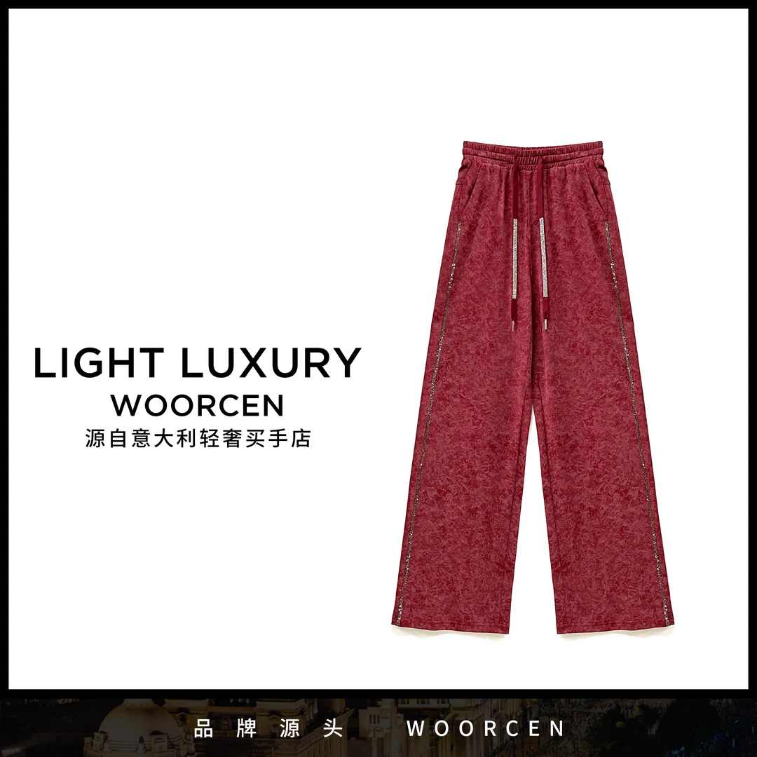 2WOORCEN/F11050·2024设计师小众时尚、百搭、女士休闲直通长裤