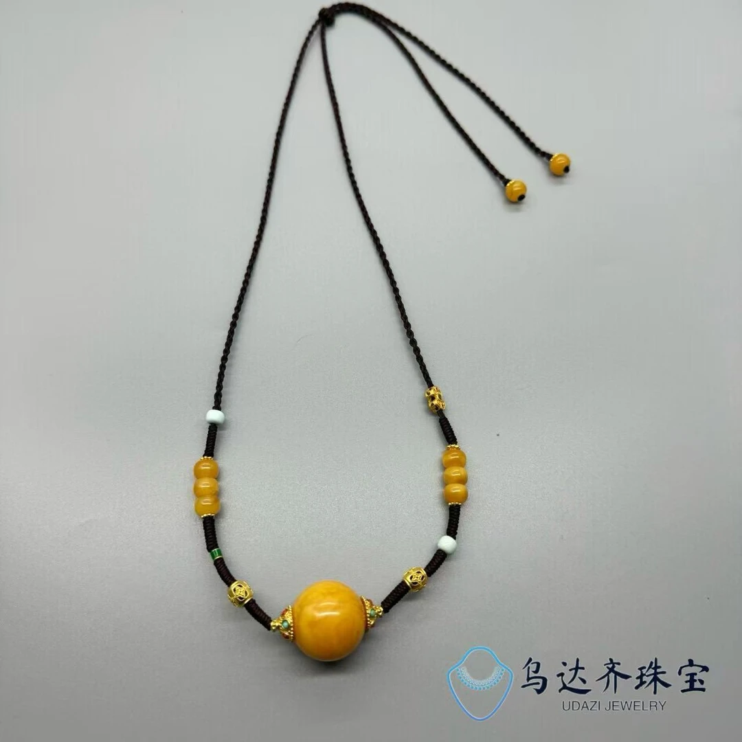 【乌达齐珠宝】20mm老蜡大单珠锁骨链