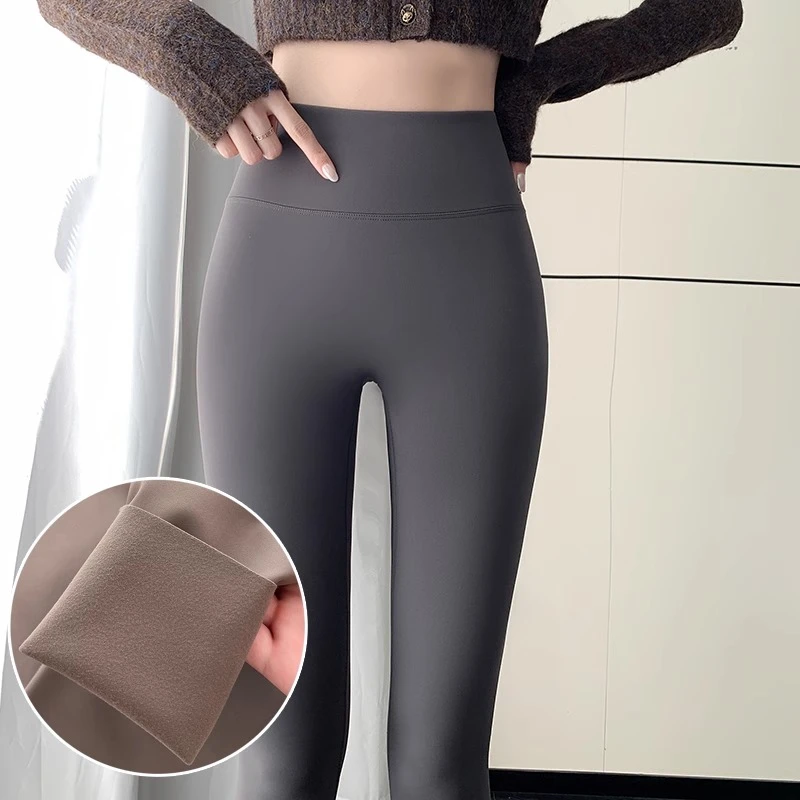 PinkAvril磨毛鲨鱼裤冬季大码收腹瑜伽芭比裤加绒高腰打底裤外穿