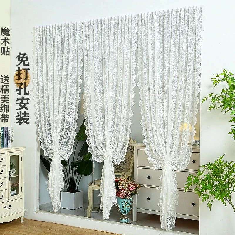 （高1.5米）【魔术贴款式】白色奶茶蕾丝法式凤尾魔术鞋柜书柜卧室防