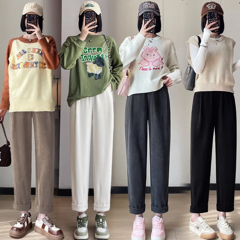 【杉杉】孕妇裤秋冬季新款加绒加厚时尚百搭休闲糯米哈伦裤潮妈