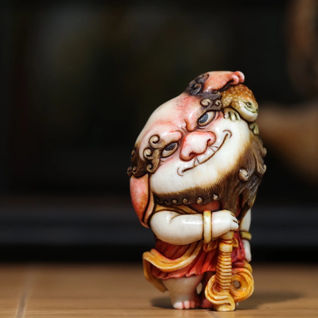 禅狮 顶呱呱 根付作品 方颜原创 纯手工 手把件 茶宠摆件