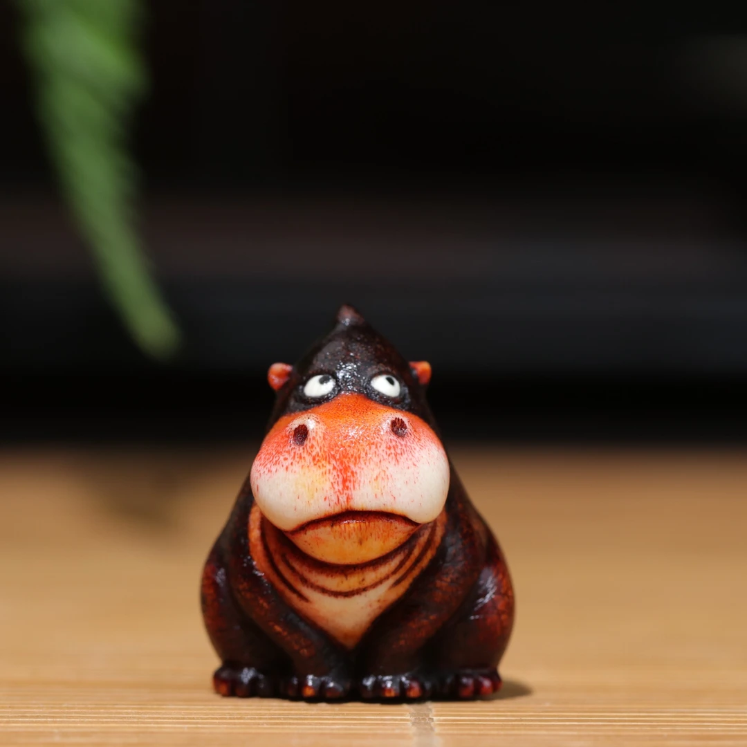 小河马 鹿角雕刻 方颜作品 纯手工 配饰挂件