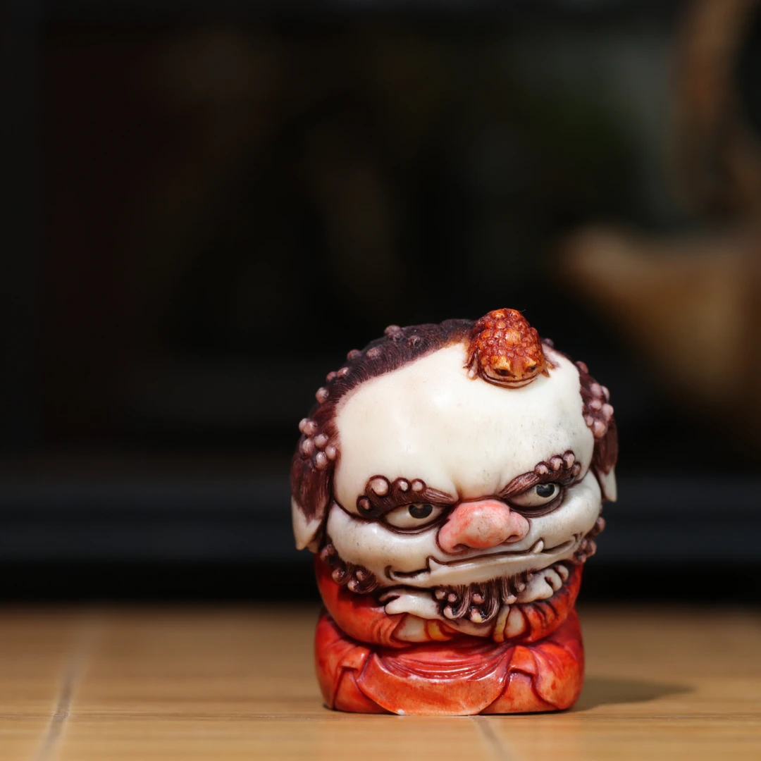 禅师 鸿运当头 根付作品 方颜原创 纯手工 摆件