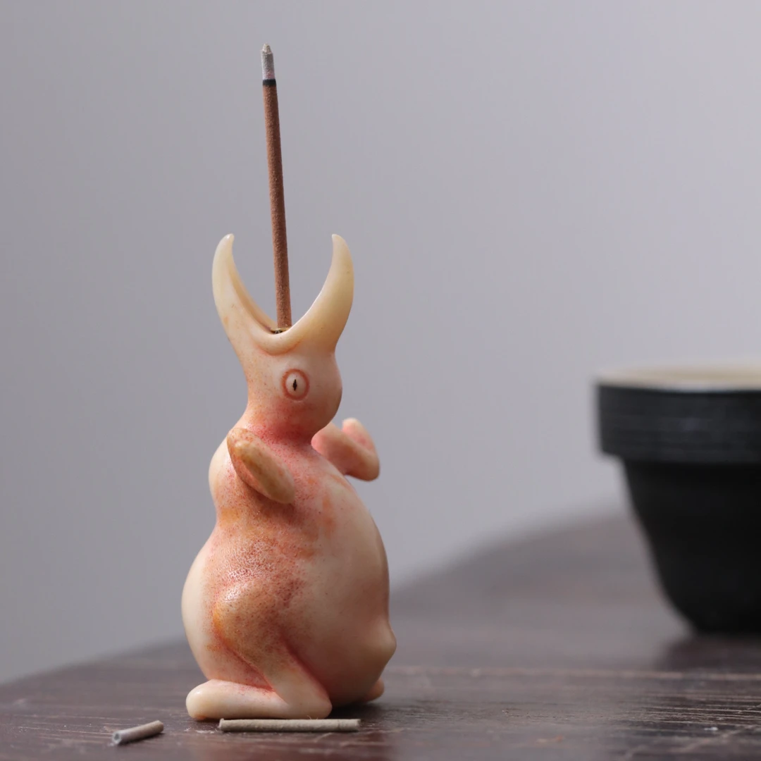 雏鸟 鹿角雕刻 方颜作品 纯手工 配饰挂件 手把件 香插