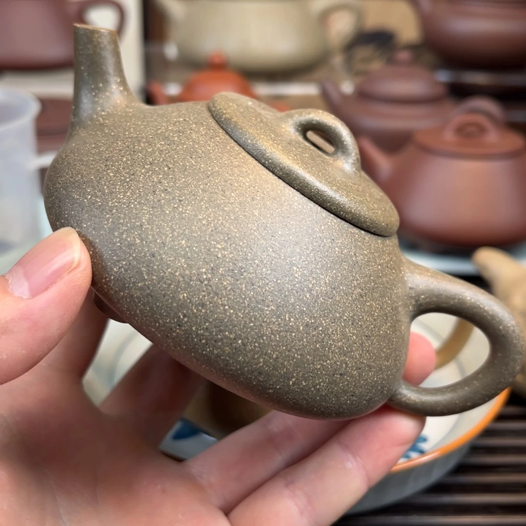 紫砂茶壶大水潭清灰紫泥