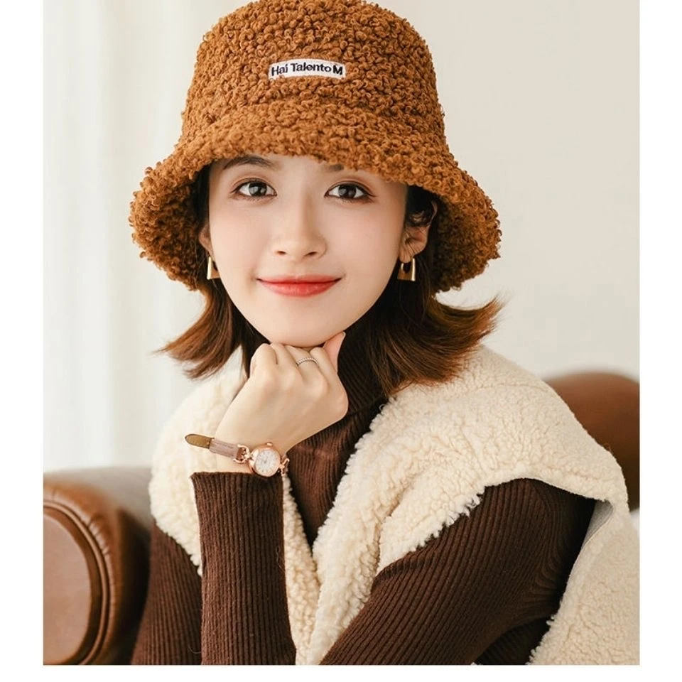帽子女新款百搭羊羔绒渔夫帽圆脸显瘦网红时尚新款韩版英伦风日系
