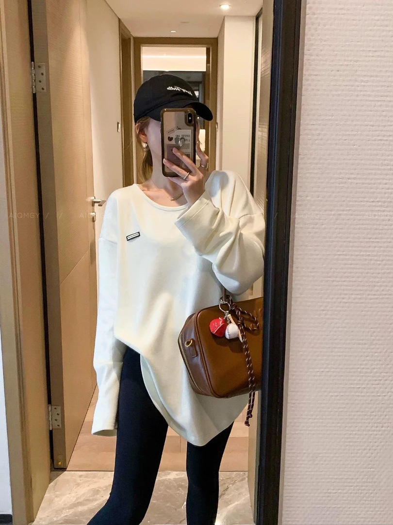 2024秋冬季新款婴儿绒宽松上衣百搭显瘦保暖T恤