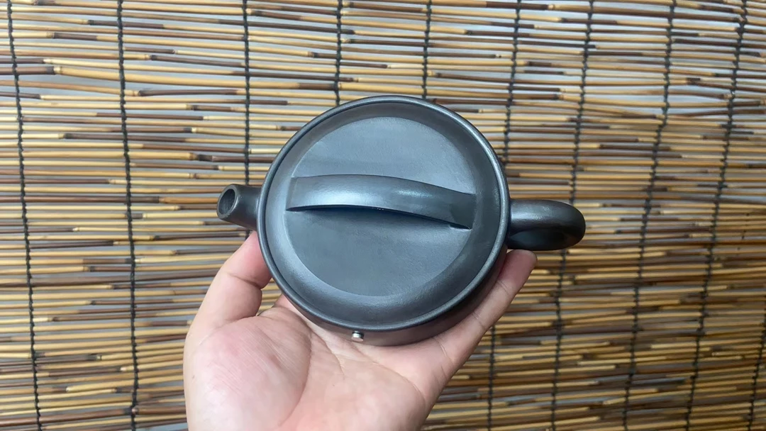 宜兴紫砂壶原矿石黄手工制作一片瓦泡茶壶功夫茶具黑兔钱币出水孔