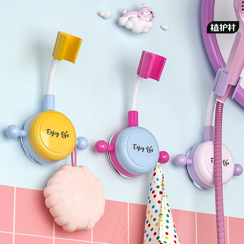 吸盘花洒支架固定神器家用浴室免打孔儿童淋浴喷头支架可移动调节