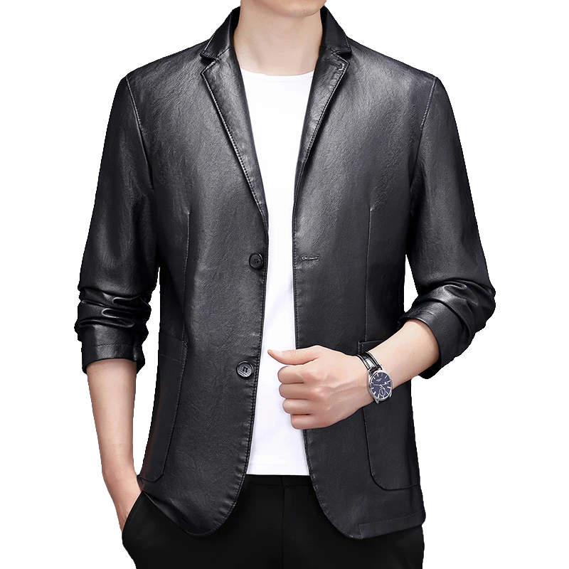 男款韩版真皮皮衣时尚高档男士修身休闲商务工装执笔断浮生十八