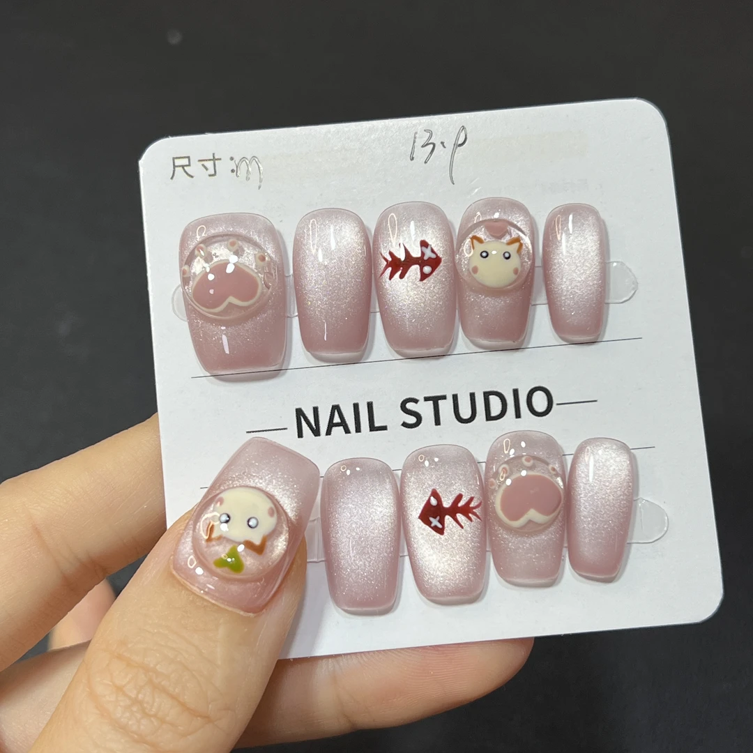 猫咪爪爪纯手工穿戴甲猫眼短甲1103