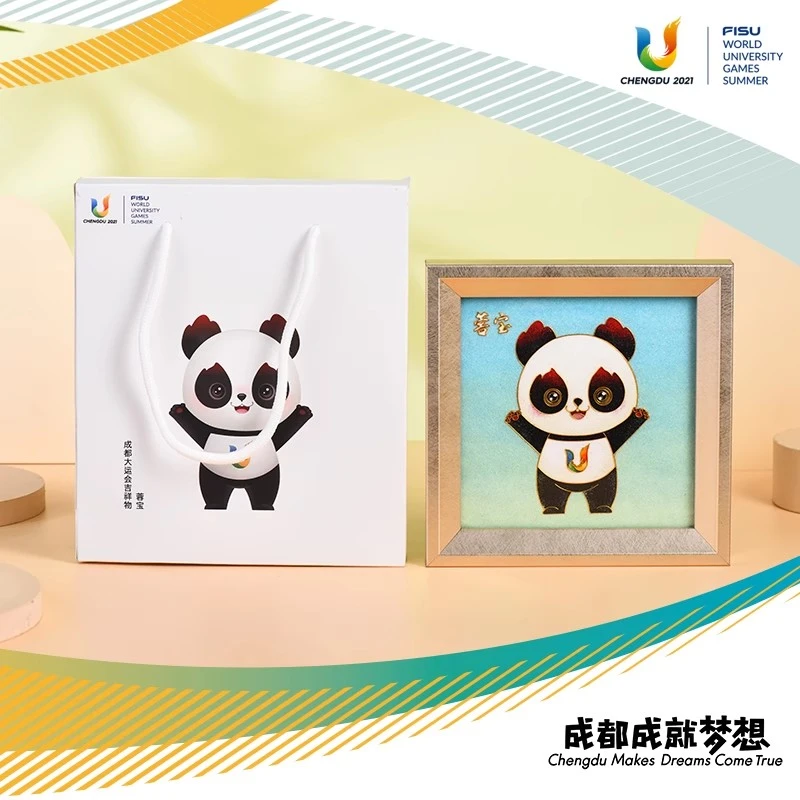 成都大运会蓉宝(掐丝珐琅彩画)纪念品摆件装饰(站姿款)