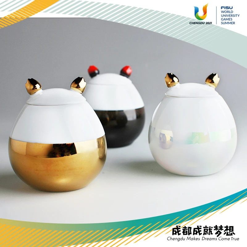 黑白/贝彩熊猫陶瓷茶叶罐礼品送人