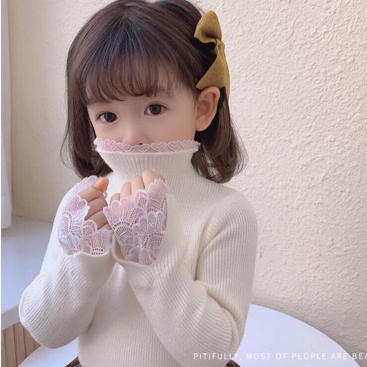宝宝高领木耳边毛衣秋季儿童打底衫女童新款洋气小女孩春
