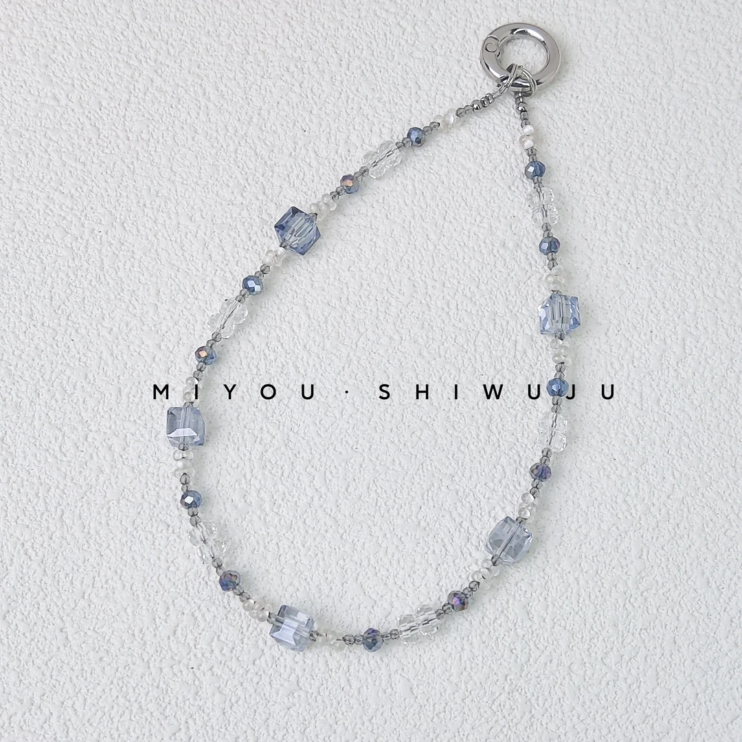 钛钢手链 蓝方糖链条手工气质时尚简约