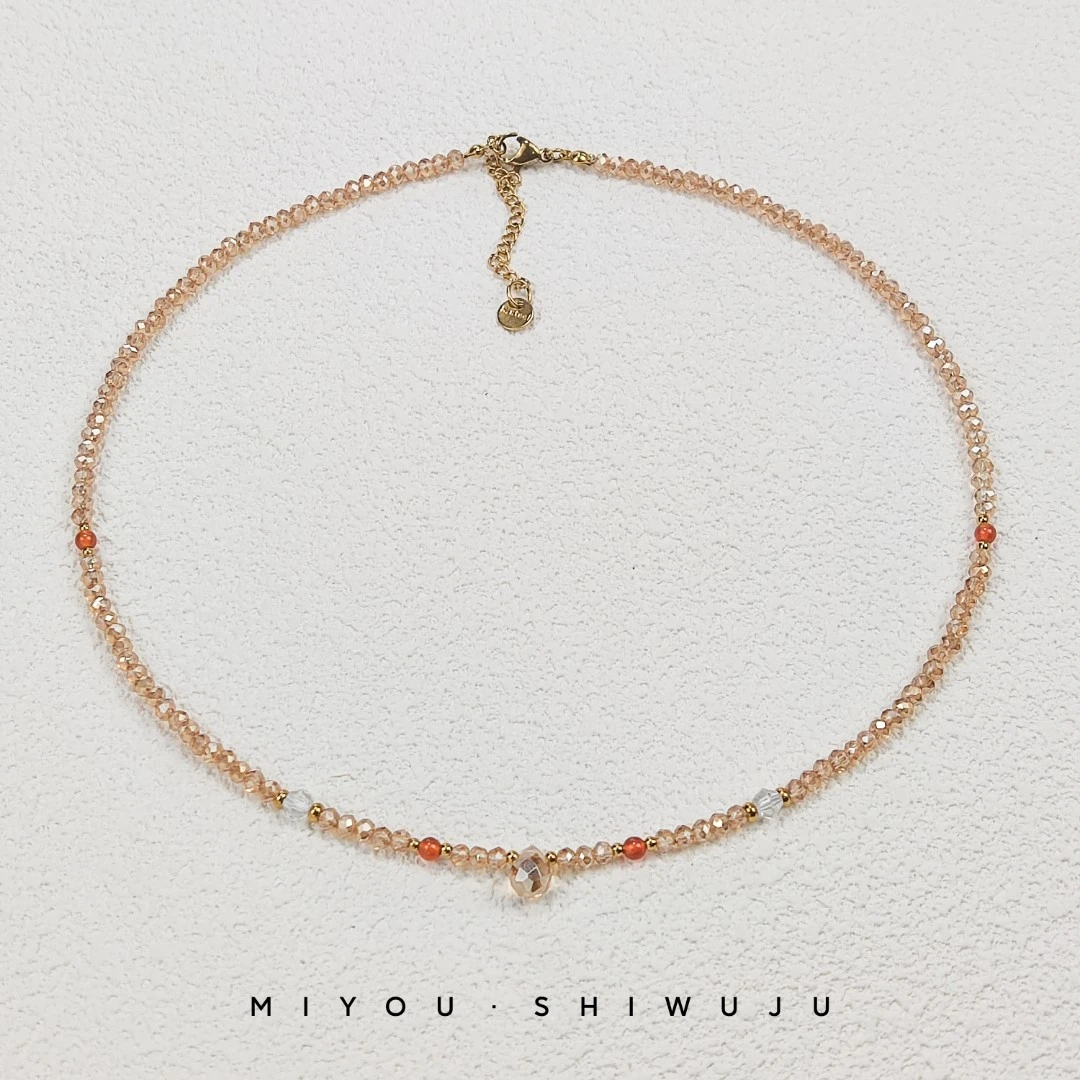 钛钢仿水晶项链 【梦华项链】仿水晶项链气质百搭手链仙女手作时尚