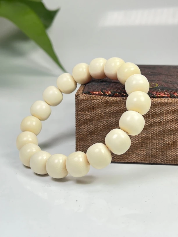 天然猛犸象牙手串老型男女款收藏级冰料原色手链配饰白手串