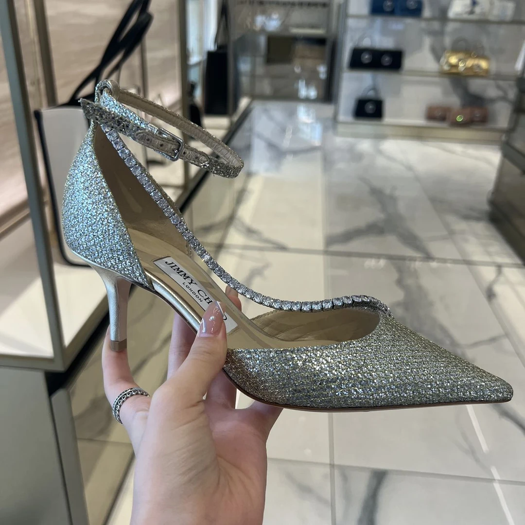 全新未使用 JIMMY CHOO/吉米周 TALIKA 银色女士6.5cm细跟高跟鞋