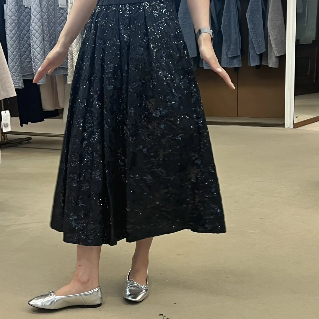 全新未使用 MaxMara NOME 系列深藏青蓝百褶半身裙