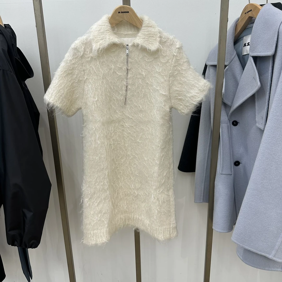 全新未使用  jil sander 短袖毛毛连衣裙