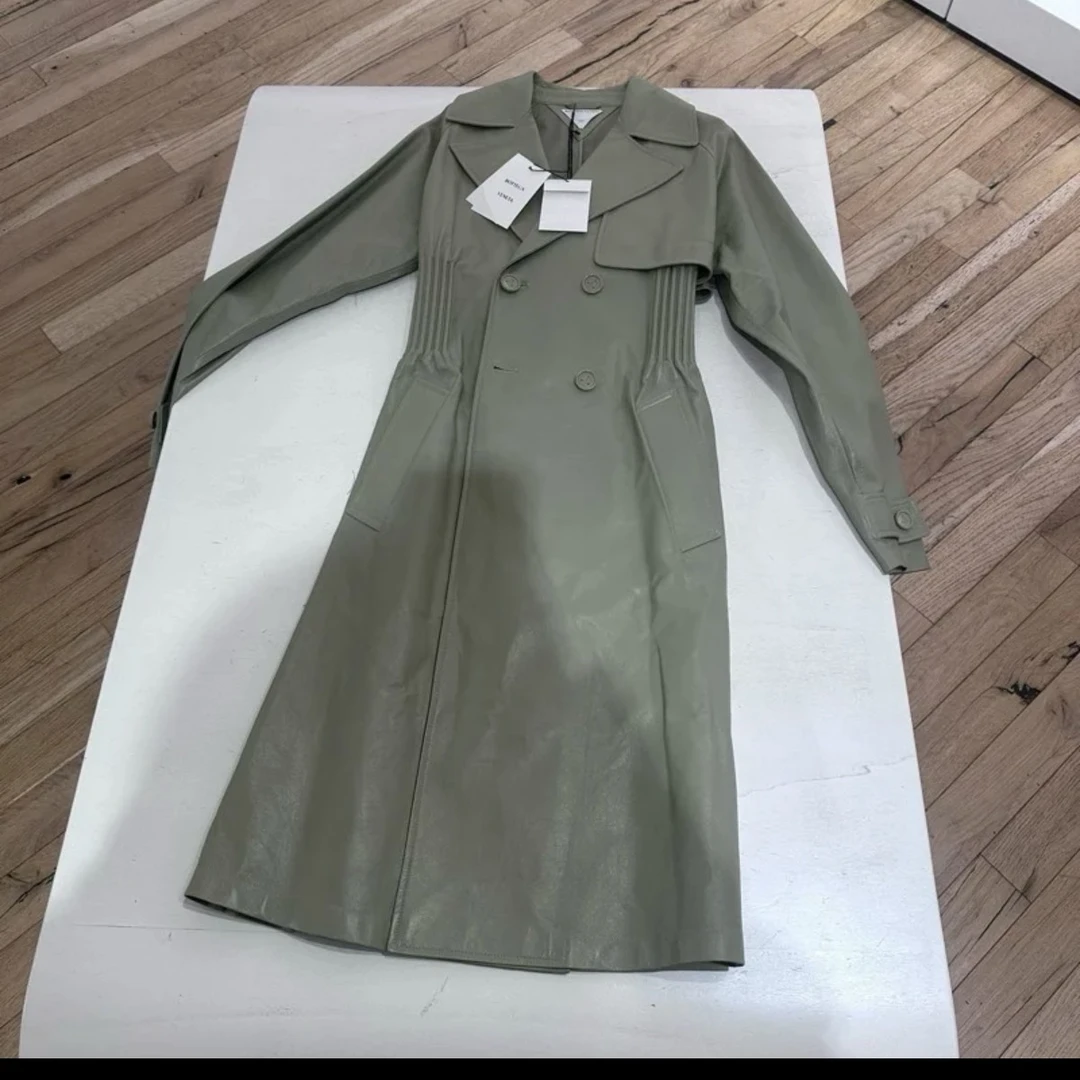 全新未使用 BOTTEGA VENETA/葆蝶家 中长款皮风衣
