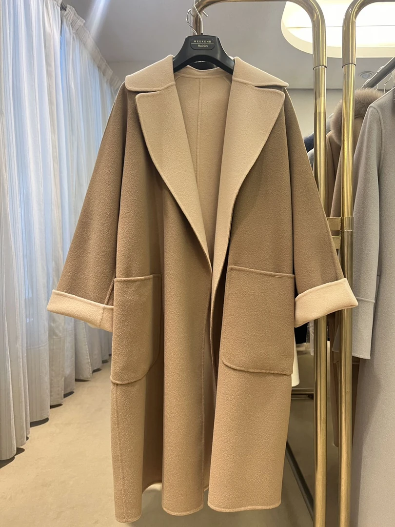 全新未使用  Max Mara RAIL 时尚宽松长款秋冬简约驼色系带