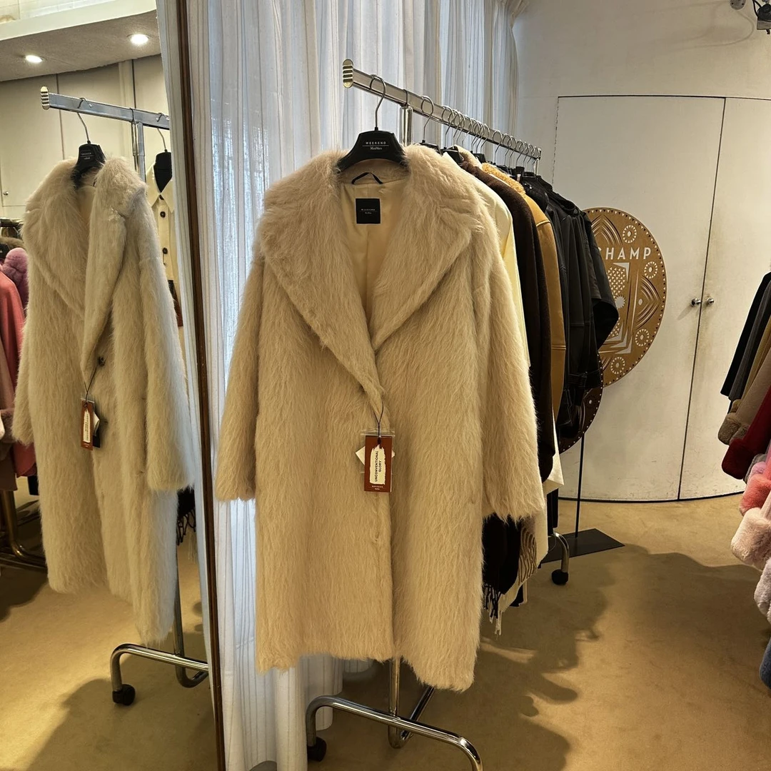 全新未使用 MaxMara contone 羊驼毛绵羊毛混纺毛毛大衣外套