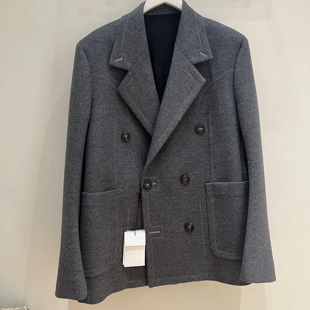 全新未使用 BOTTEGA VENETA/葆蝶家 双排扣毛呢大衣外套