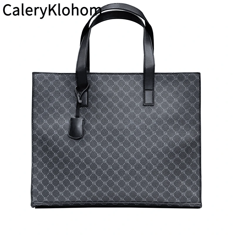 男士托特包欧美风手提包男士大容量斜挎包电脑包