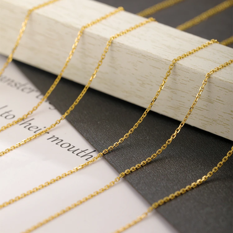 长乐 18K金项链金素链针式可调节百搭配吊坠气质精致时尚