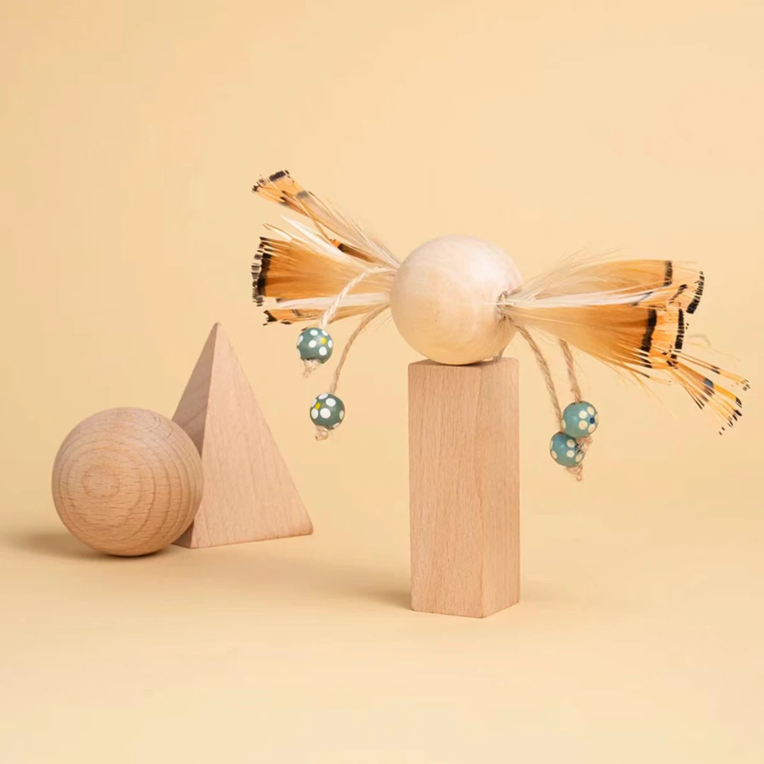 【猫咪玩具】派思维猫咪玩具原木小羽仙猫咪灵动逗猫互动玩具