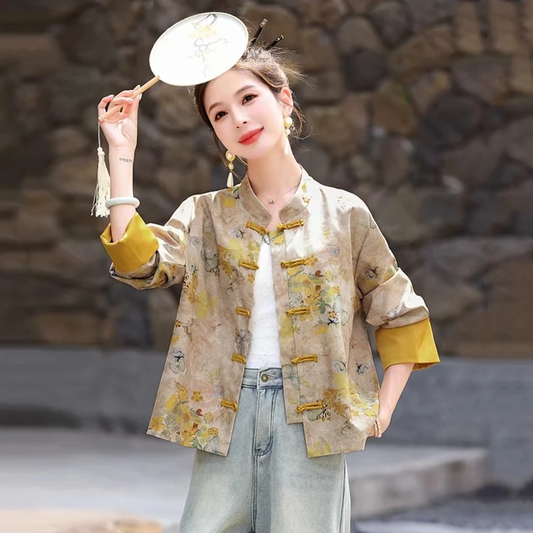 【锦鲤】咦.冰凉丝滑单层开衫气质立领薄款时尚上衣女外套