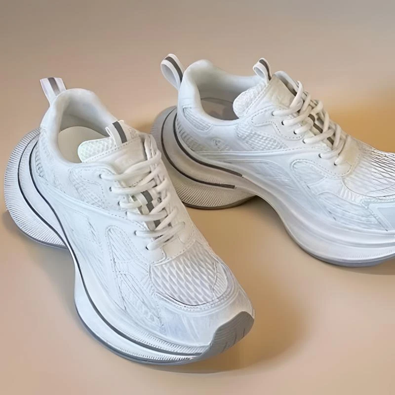 秋季真皮舒适透气拼接网面厚底老爹鞋女 时尚潮鞋女款系带休闲鞋