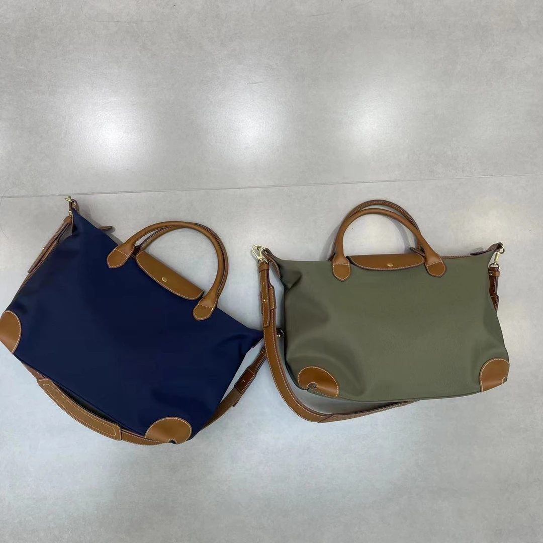 店主定制款~水松底尼龙配植鞣头层牛皮大饺子包小旅行包