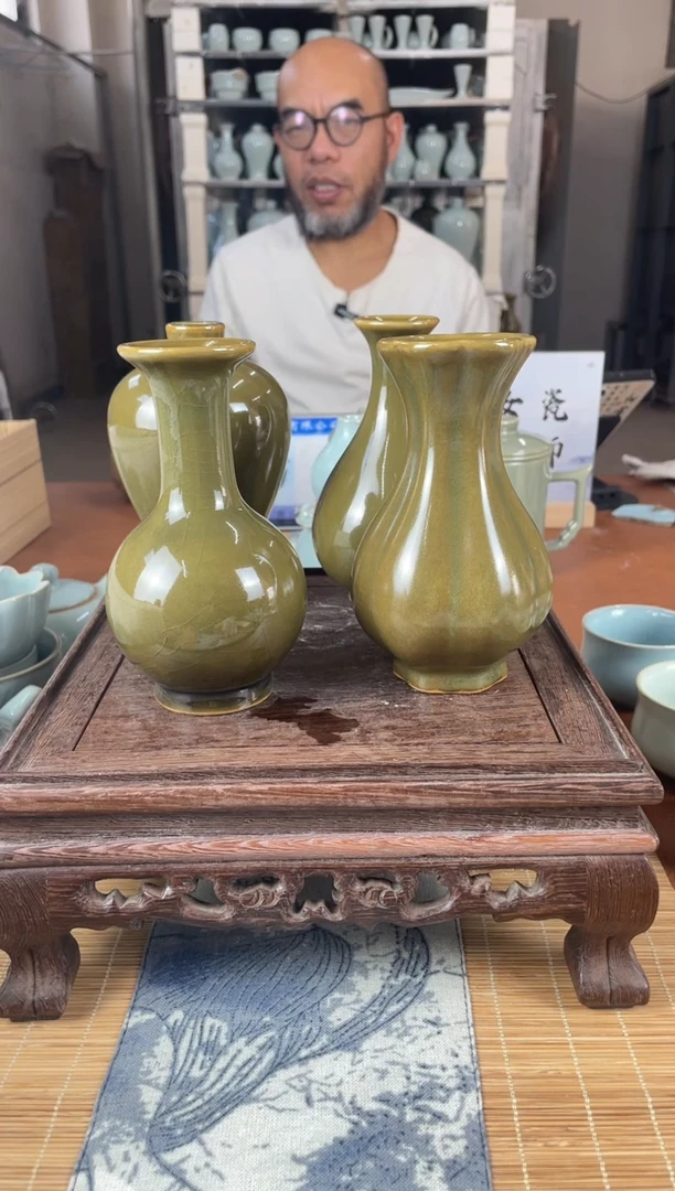 【闪购商品】青绿釉小瓶四美瓶一套