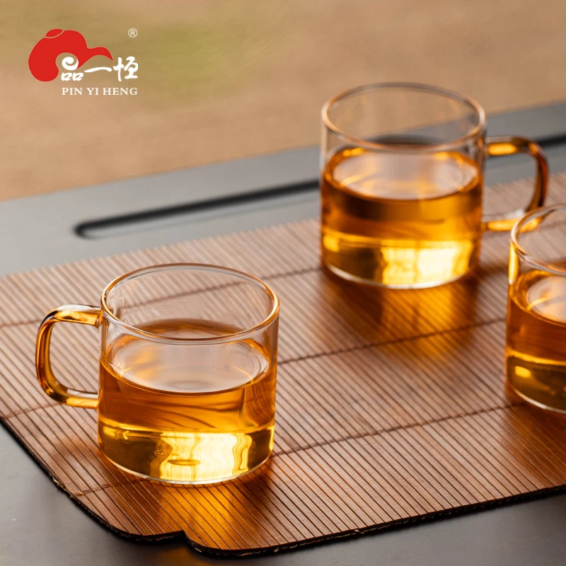 加厚耐高硼硅热玻璃品茗喝茶小茶杯子带把杯功夫茶具家用套装酒杯