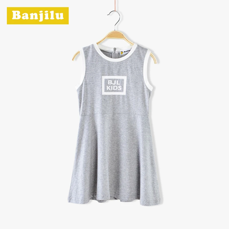 班吉鹿2G2612女童夏季连衣裙无袖简约百搭可爱中大童背心裙子