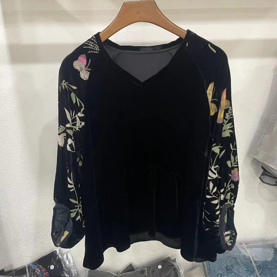 华 新中式 桑蚕丝丝绒上衣 027